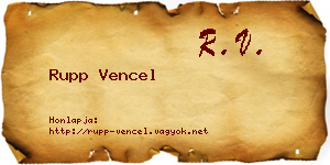 Rupp Vencel névjegykártya